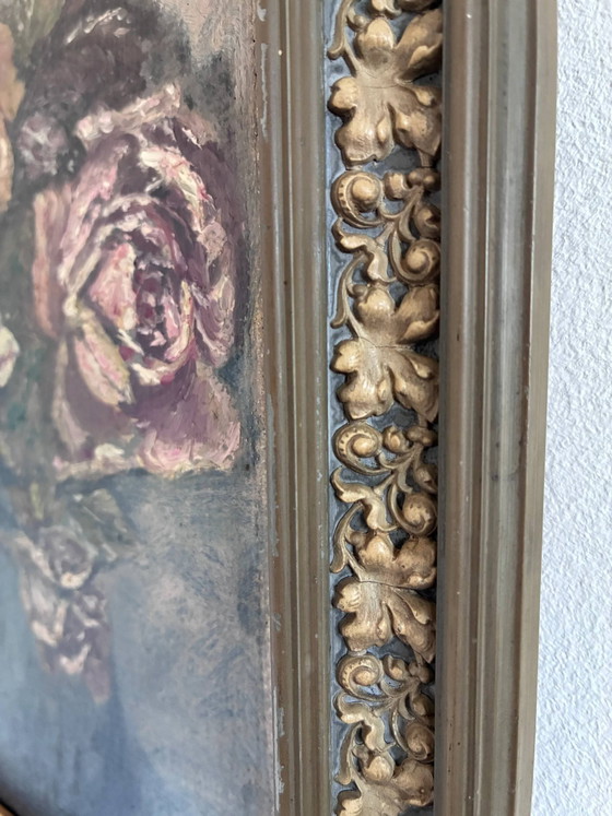 Image 1 of Vintage original flower oil painting, flower still life art