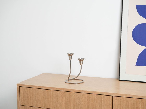 Image 1 of Stahlkerzenständer, dänisches Design, 1970er Jahre, hergestellt von Georg Jensen