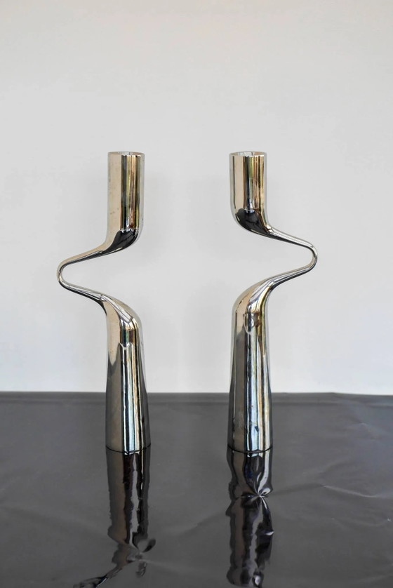 Image 1 of Skulpturale Kerzenhalter, „Tango/Double“, modernes dänisches Design von Mikaela Dörfel