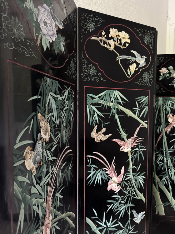 Image 1 of Biombo chino antiguo lacado de Coromandel