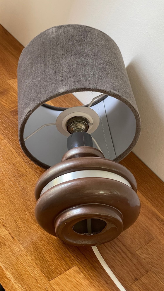 Image 1 of Lampada in ceramica con bordo in alluminio, Francia anni &#39;70