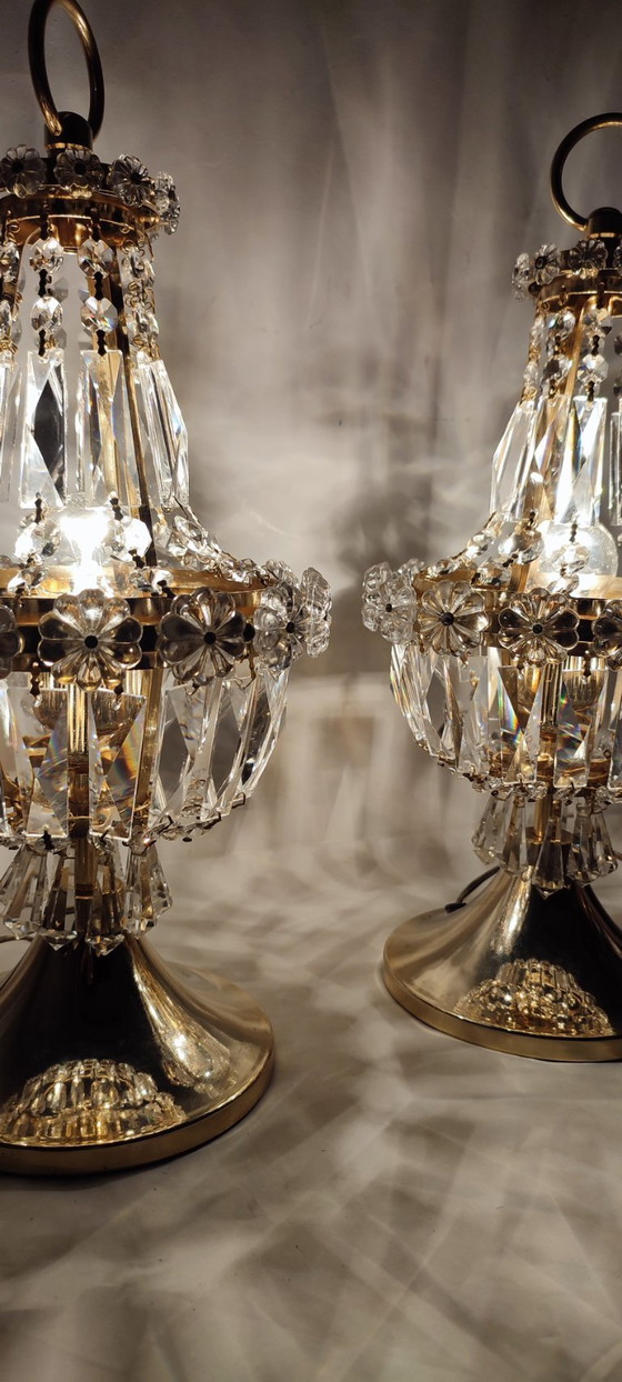 Image 1 of Paire de lampes de table en cristal (Espagne, années 1980)