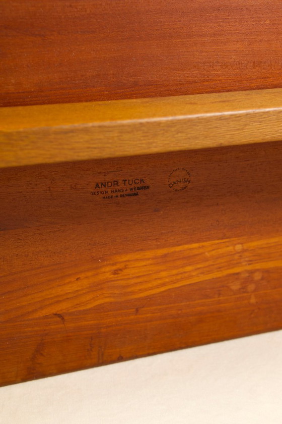 Image 1 of Table basse Hans Wegner AT-15 en teck massif et chêne pour Andreas Tuck