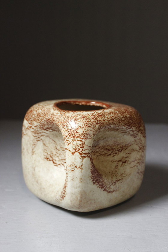 Roberto Rigon & Bertoncello Ceramiche - Openwork Cube Vase Italy 1970s (photo 3 of 6)