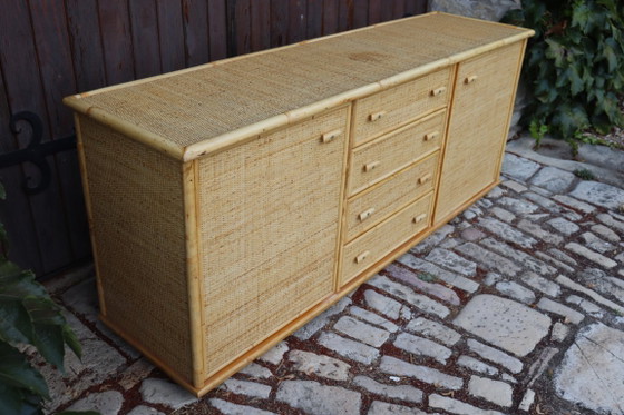 Enfilade Rotin Et Bambou Dans Le Goût Dal Vera 1970 Italie – Buffet bas, Rattan (photo 7 of 10)