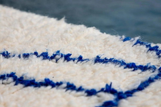 Tappeto Beni Ouarain bianco e blu. – Tappeti, Wool, Cotton (photo 7 of 16)