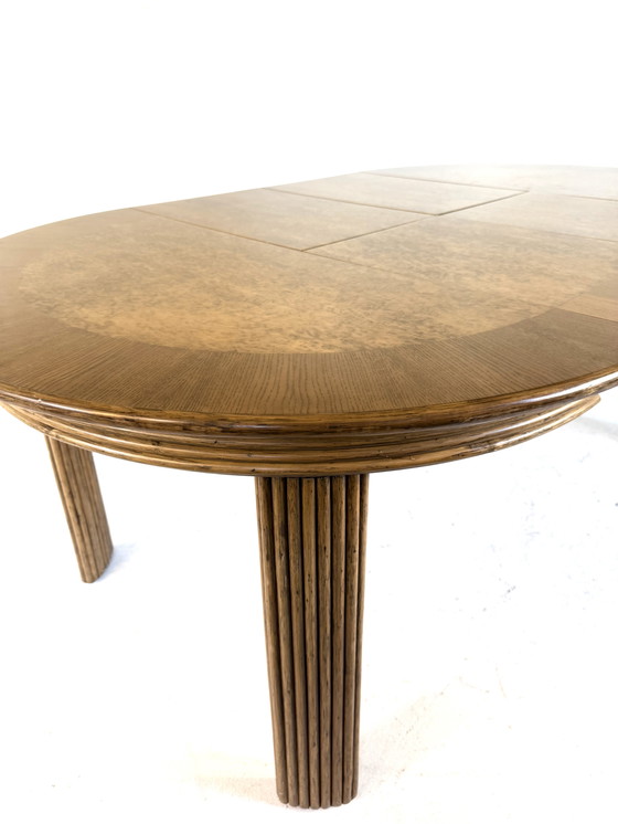 Image 1 of Vintage wortenoten verlengbare eettafel, Italië ‘70