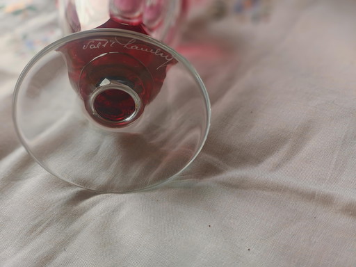 Beautiful Val Saint Lambert Crystal Vase - Red 'Cut-to-Clear' (approx. 20 cm)