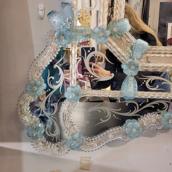 Image 1 of Espejo En Cristal De Murano, Grabado Al Ácido, Ongaro E Fuga, S. XX – Italia