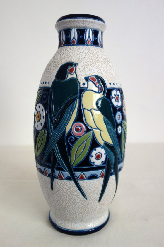Image 1 of Vaso in ceramica smaltata Art Nouveau di Amphora, Boemia, 1920