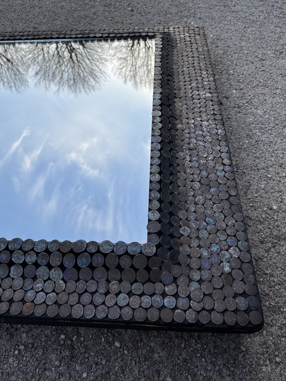 Image 1 of Brutalist style studded mirror from the 1950s