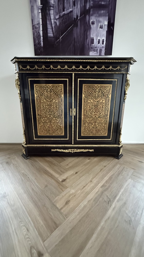 Image 1 of Boule style desk and cabinet