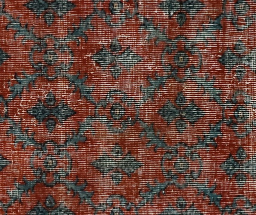 Tappeto turco vintage Oushak 216 × 141 cm – Rosso e verde, in lana, tessuto a mano – vloerkleden en tapijten (photo 2 of 10)
