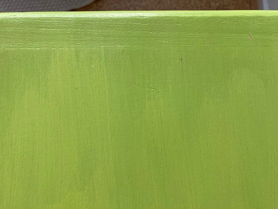 Image 1 of Scatola da cucito vintage in legno verde lime