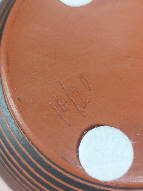 Image 1 of Decorazione vintage scanalata, vaso in ceramica fatto a mano da Rudi Stahl