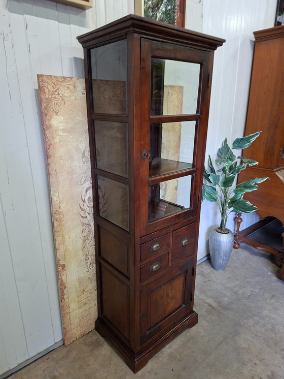 Image 1 of Teak display cabinet, sideboard, and sideboard, 69x49cm, 201cm high.