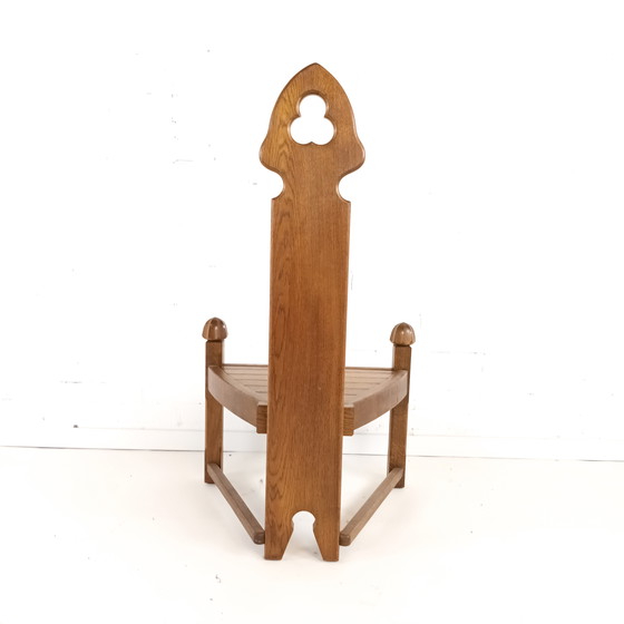 Image 1 of Vintage brutalist oak wooden chair 1960s