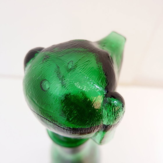 Image 1 of Jarra de cristal verde Empoli con forma de perro salchicha – Italia, década de 1960
