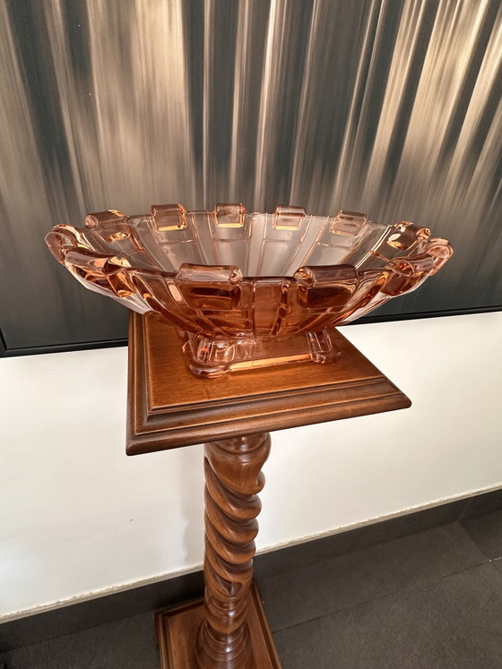 Image 1 of Colonna/piedistallo vintage in legno con struttura tornita (a spirale) – 88 cm