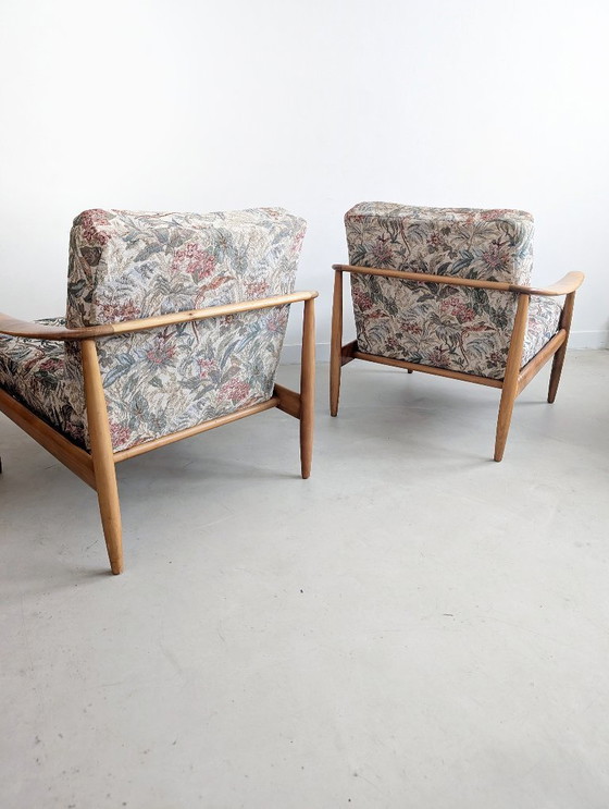 Image 1 of Ensemble de 2 chaises longues à imprimé floral par Carl Straub pour Goldfeder 1960s