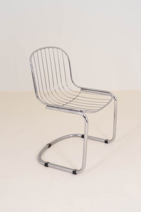 Image 1 of Set di 6 sedie da pranzo vintage in filo di ferro cromato