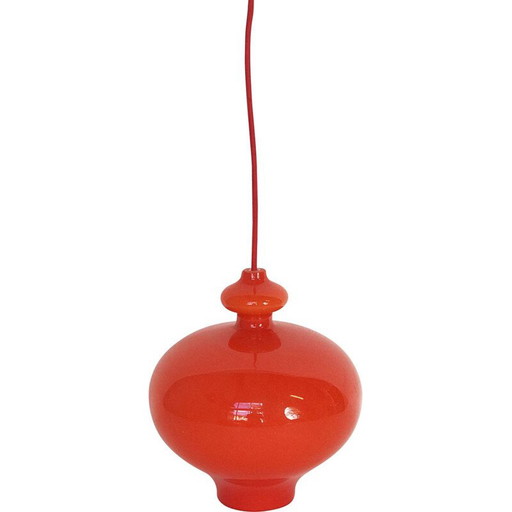 Suspension double en verre orange vintage par Hans Agne Jakobsson pour AB Markaryd
