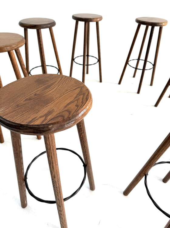 8x Brutalist Bar Stool ‘80s – Barstools, Cast Iron, Wood (photo 6 of 14)