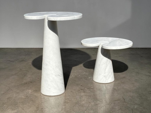2x Table d'appoint Eros Angelo Mangiarotti marbre de Carrare