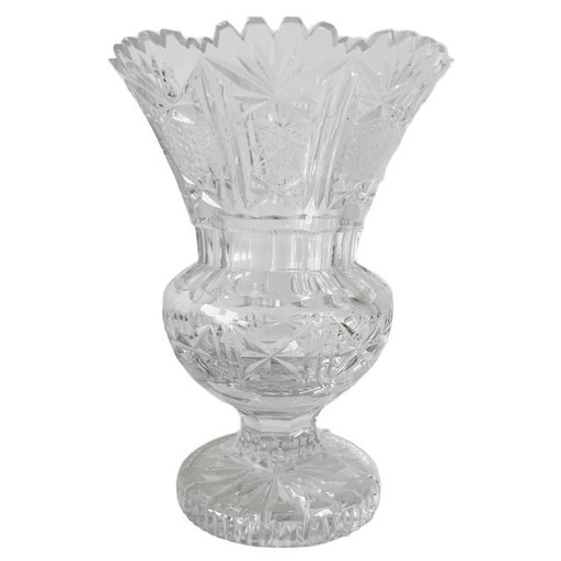 Jarrón vintage de cristal tallado años 80