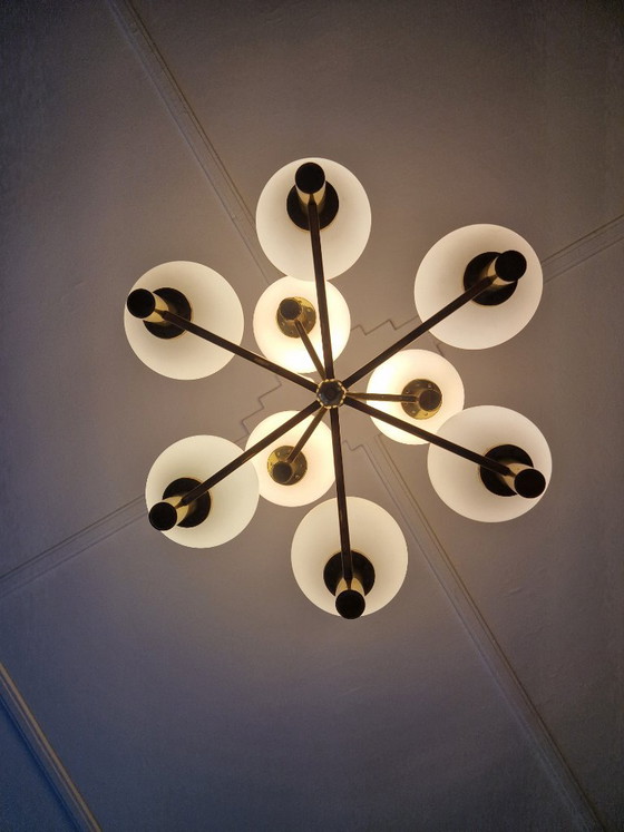 Lampada a sospensione vintage - Anni '50 a '60 - Italia – Lampade a sospensione, Vetro, Ottone (photo 10 of 15)