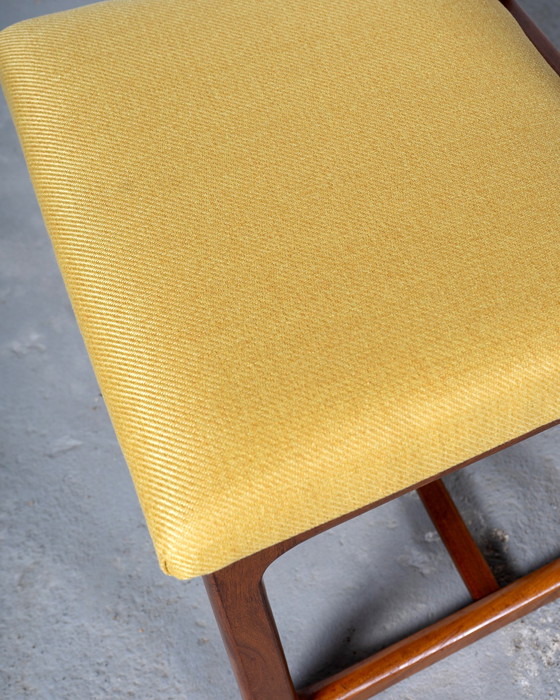 Image 1 of 4x Dining Chairs Made of Afromosia and Mustard Fabric by A. Younger Ltd.