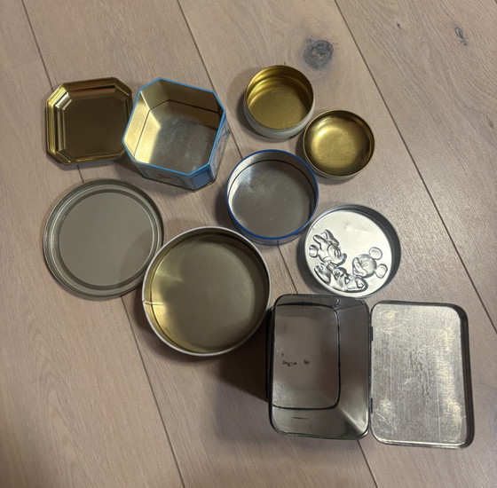 5-Piece Set European Vintage Collectible Tins – Nostalgia & Art Nouveau – Overig, Decorative Objects, Metal (photo 11 of 11)