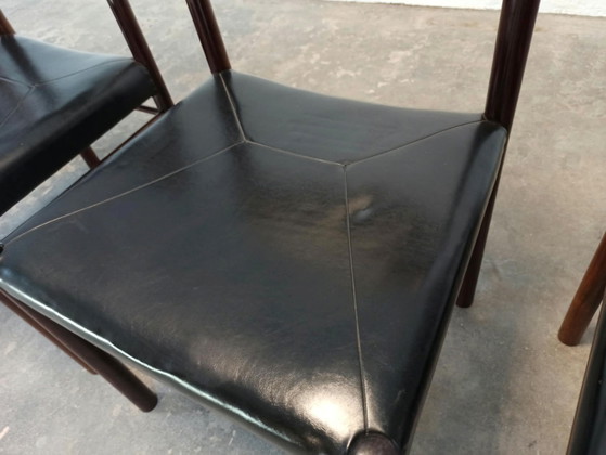 Mesa de comedor Mid-century y 4 sillas, Conjuntos de comedor, Skai, Madera, Negro (foto 14 de 15)