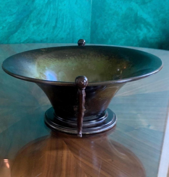 Art déco – Aegte Ildfast, Dänemark, 1930 – Patinierte Bronze und geschnitzte Griffe mit Faunmotiven, selten (photo 3 of 13)