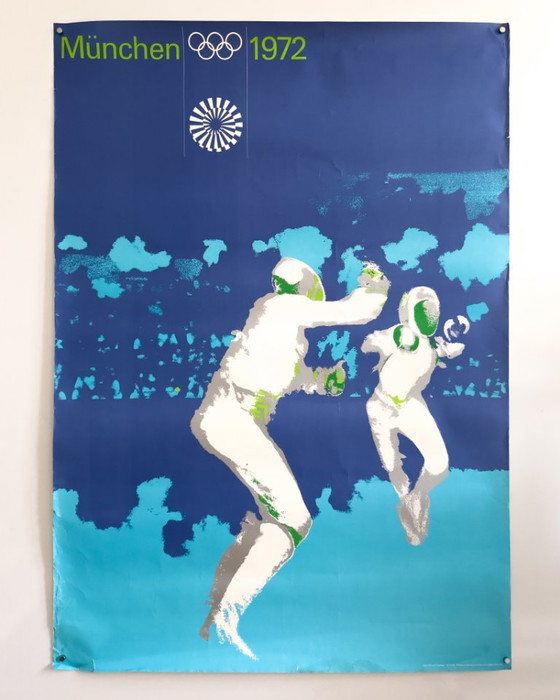 Image 1 of ⚔️ Monaco 1972 – Fechten (Scherma) – Poster originale A0 di Otl Aicher | 118,9×84,1 cm| Plakat | Germania occidentale