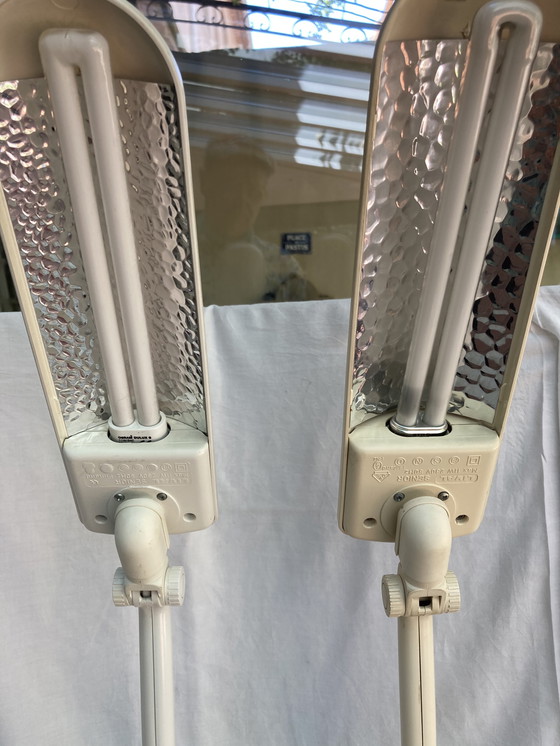 Image 1 of Paire de lampe Finlandaise LIVAL SENIOR année 80 beige et blanc 