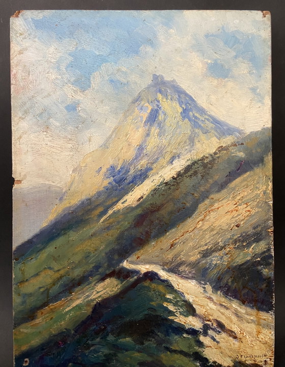 Jean-François Louis Merlet, Castillo de Montségur, óleo sobre panel, 1939 – Pinturas y dibujos, Wood (photo 2 of 6)