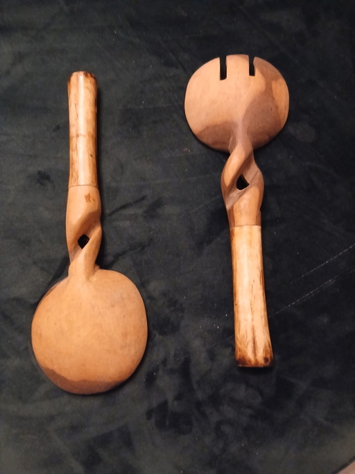 Cubiertos africanos hechos a mano para ensaladas – tafelaccessoires, Wood (photo 2 of 5)