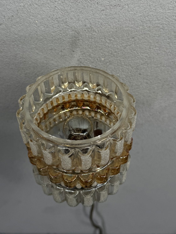Image 1 of Vintage wall lamp with glass and wood