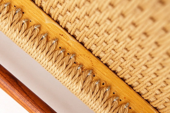 Image 1 of Fauteuil Niels Otto Møller n° 56 – Teck et corde danoise – 1954 – Style danois moderne du milieu du siècle – Restauré avec répar