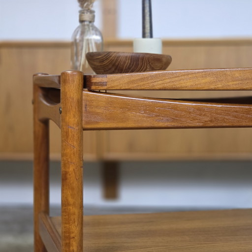 Poul Hundevad, carrito de té danés de teca vintage de la década de 1960