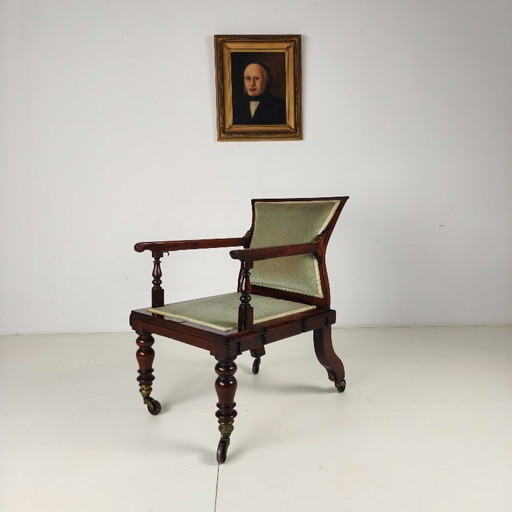 Zeldzame Victoriaanse verstelbare fauteuil van J. Alderman, Londen