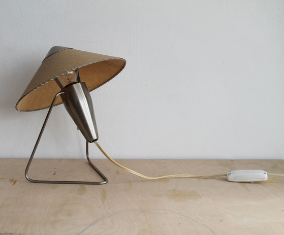 Číňanka" Table Lamp by Helena Frantová, Czechoslovakia 1953 – Paper, polished steel (photo 5 of 13)