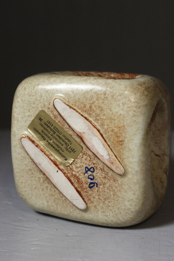 Roberto Rigon & Bertoncello Ceramiche - Openwork Cube Vase Italy 1970s (photo 6 of 6)