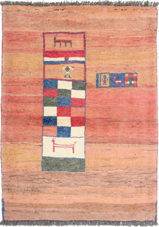 Original Perserteppich Gabbeh Ghashghai Orientteppich 158 cm x 116 cm Alt Natur