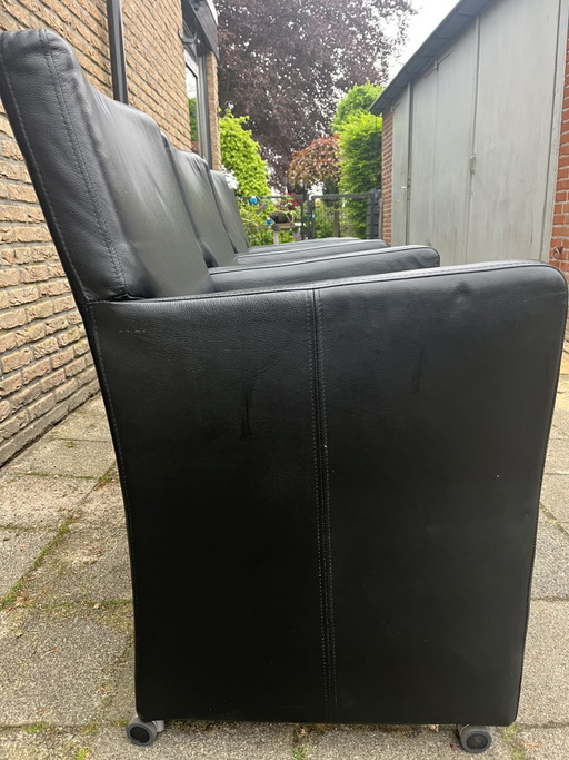 Luxury Mobitec black leather dining chairs 4 pieces