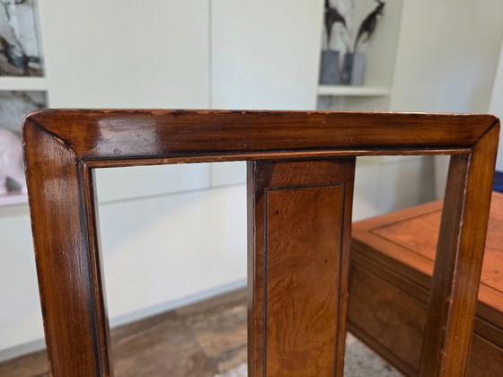 Art Deco bureau in wortelhout, teak kleur met bijhorende stoel. – Wood, Brass (photo 11 of 12)