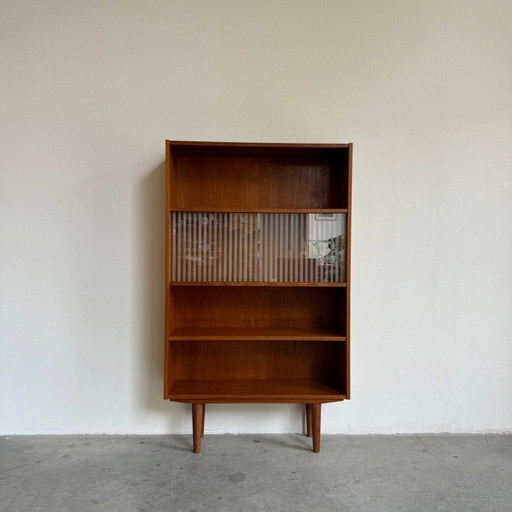 Vintage Danish Bookcase With Glass Doors