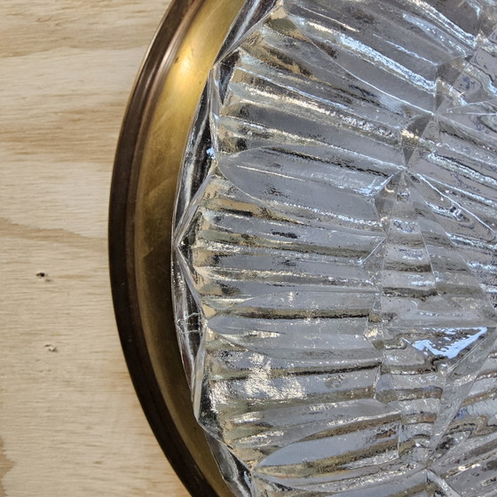 Image 1 of Vintage Ceiling Lamp with Cut Glass and Brass Rim (40cm)