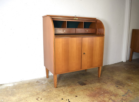 Image 1 of Mid - Century bureau secretary vintage chest of drawers cabinet